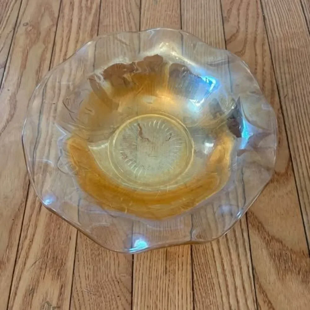 Vintage Marigold Carnival Glass Ruffled Bowl